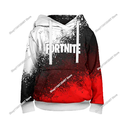 Children's Fortnite Hoodies Cartoon Casual Hooded Coat Autumn Men Soft Pocket Sweatshirts Male Loose Tops Long Sleeve Clothes