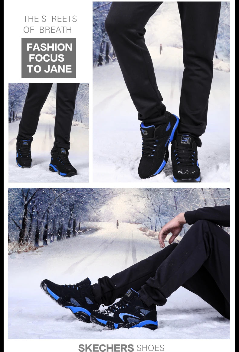 Men's Snow Boots Winter Warm Couple Casual Sneakers Fashion Leather Outdoor Sport Running Tennis Men Non-Slip Big Size 48 Trainer