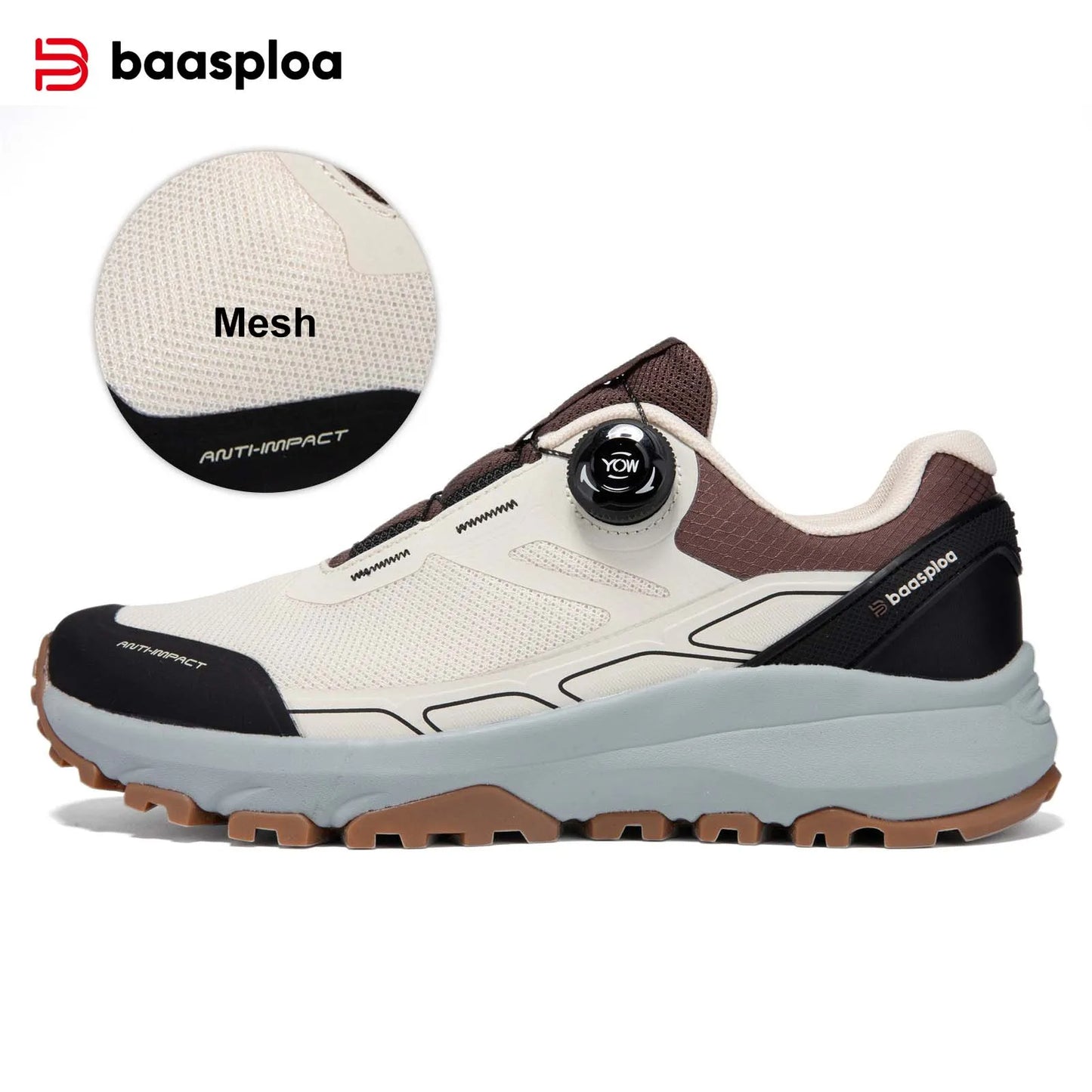 Baasploa Men Hiking Shoes Outdoor Climbing Mesh Breathable Travel Walking Shoes Male Non-Slip Wear Resistant Comfortable Sneakers
