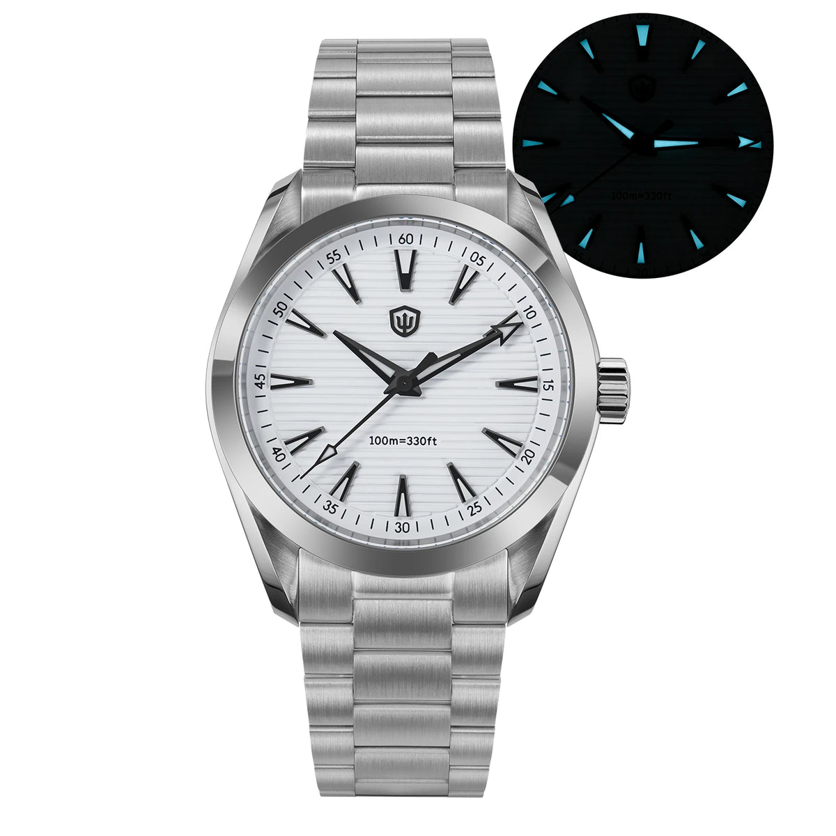 Ceas Watchdives WD0006, mecanism VH31 cu secundar fluid, sticlă de safir bombată, strat luminescent BGW9, rezistent la apă până la 10 bari, 38 mm, stil vintage