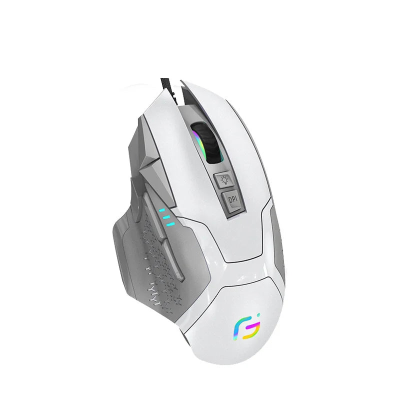 Ratón gaming con cable, 12000 DPI ajustables, programación de macros, retroiluminación RGB, diseño ergonómico y tecla de disparo para e-sports, ratón para PC