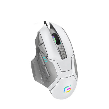 Ratón gaming con cable, 12000 DPI ajustables, programación de macros, retroiluminación RGB, diseño ergonómico y tecla de disparo para e-sports, ratón para PC