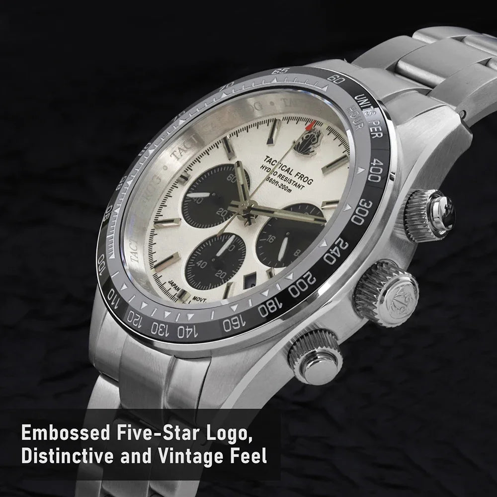 Tactical Frog Quartz Watch VS75 Solar Chronograph Sapphire 200m Waterproof Luxury Watch Luminous Quartz Movement 41mm Mens Watch