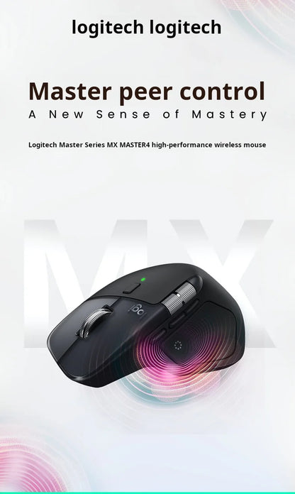 Ratón inalámbrico Bluetooth ergonómico Logitech MX Master 4 con retroalimentación háptica, anillo de acciones, MagSpeed, 8000 DPI y batería de 70 días