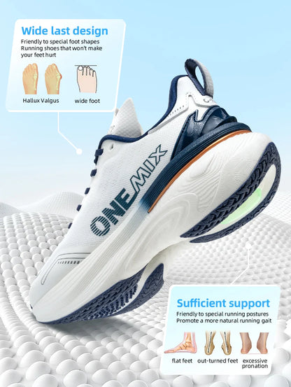 ONEMIX Nieuwe jogging- en hardloopschoenen voor dames en heren, lichte sneakers, wegschoenen, slijtvaste modieuze sportschoenen, fitnessschoenen