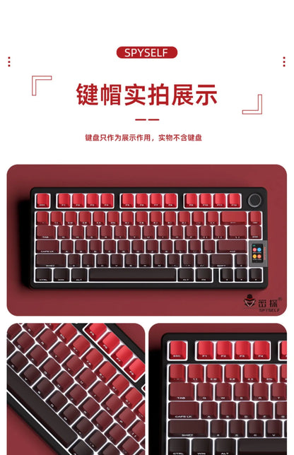 Nuevas teclas para teclado mecánico gaming 60/64/84/98/108 con interruptores MX, 135 teclas OEM PBT con grabado lateral y color degradado rojo y negro