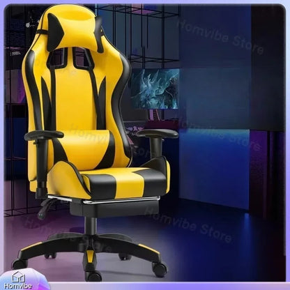 Chaise de jeu ergonomique avec support lombaire et hauteur réglable pour les joueurs sur PC, le travail de bureau, les longues sessions d'ordinateur, confortable