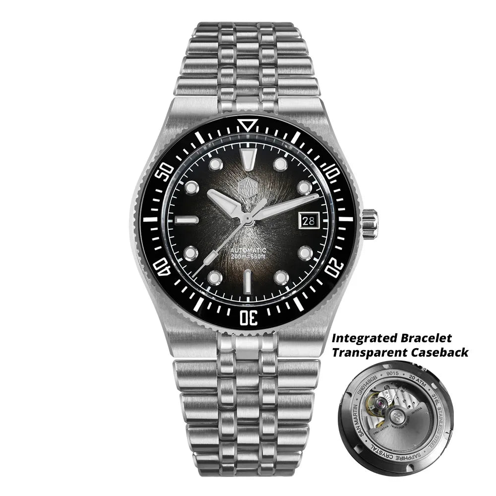 San Martin 40mm Men's Luxury Diver Watch Miyota 9015 Enamel Sunburst Dial Automatic Mechanical Wristwatch Waterproof 200m SN0148