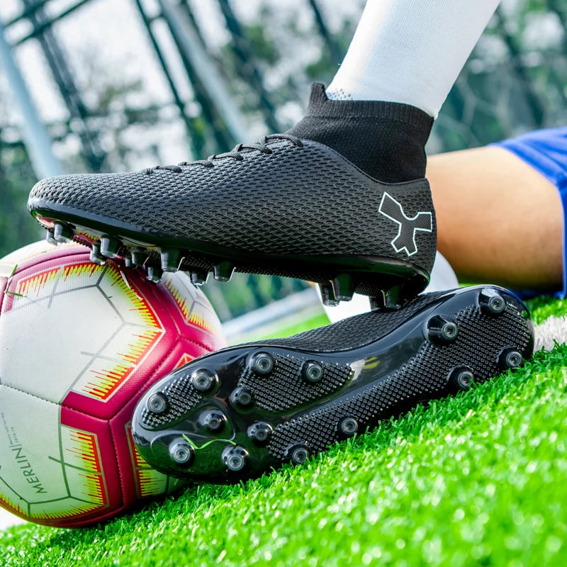 New Unisex Long Spike Football Boots Men Broken Nail Soccer Shoes AG/TF Training Soccer Cleats Sneakers Non-Slip Ankle Zapatos