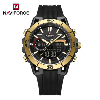 NAVIFORCE Men's Watch Dual Display 50M Waterproof Countdown Chronograph Alarm Clock Male Fashionable Sports Wristwatch NF7135