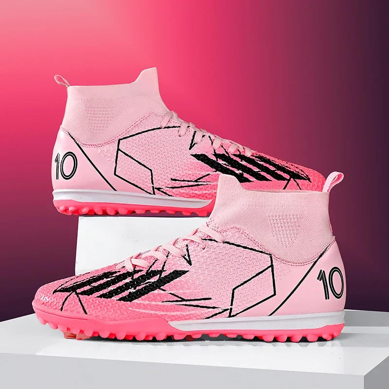 Nouvelles chaussures de football pour hommes, chaussures de sport antidérapantes ultralégères à haute cheville pour l'extérieur, chaussures de futsal antidérapantes pour l'intérieur, chaussures de football de haute qua