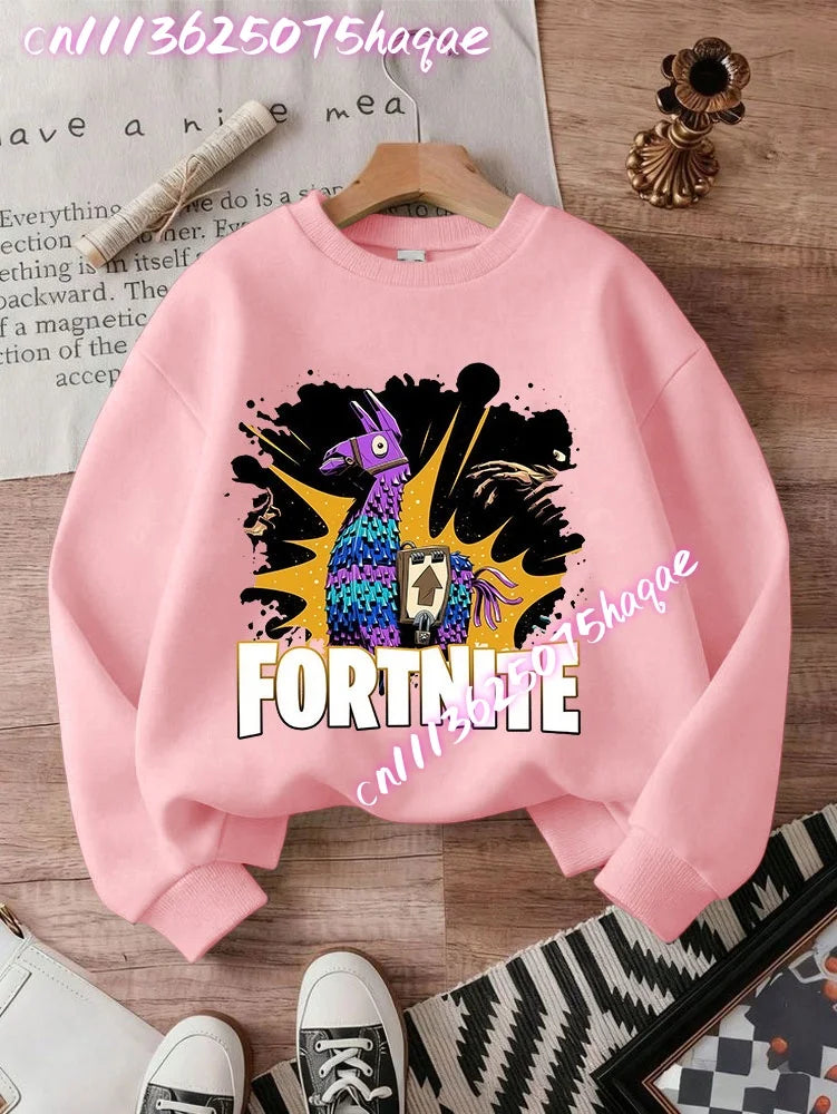 Fortnite Children Long-Sleeved Girls Streetwear Boys Baby Sweatshirt Pullover Sweatshirt Anime Fashion Kid Clothing Tops Gift
