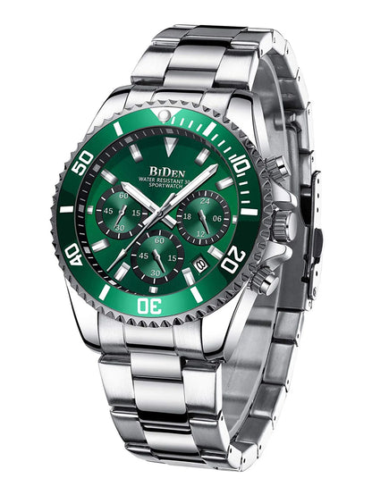 BIDEN Multi-functional men's quartz watch luxury waterproof night light business style diving series casual fashion watch