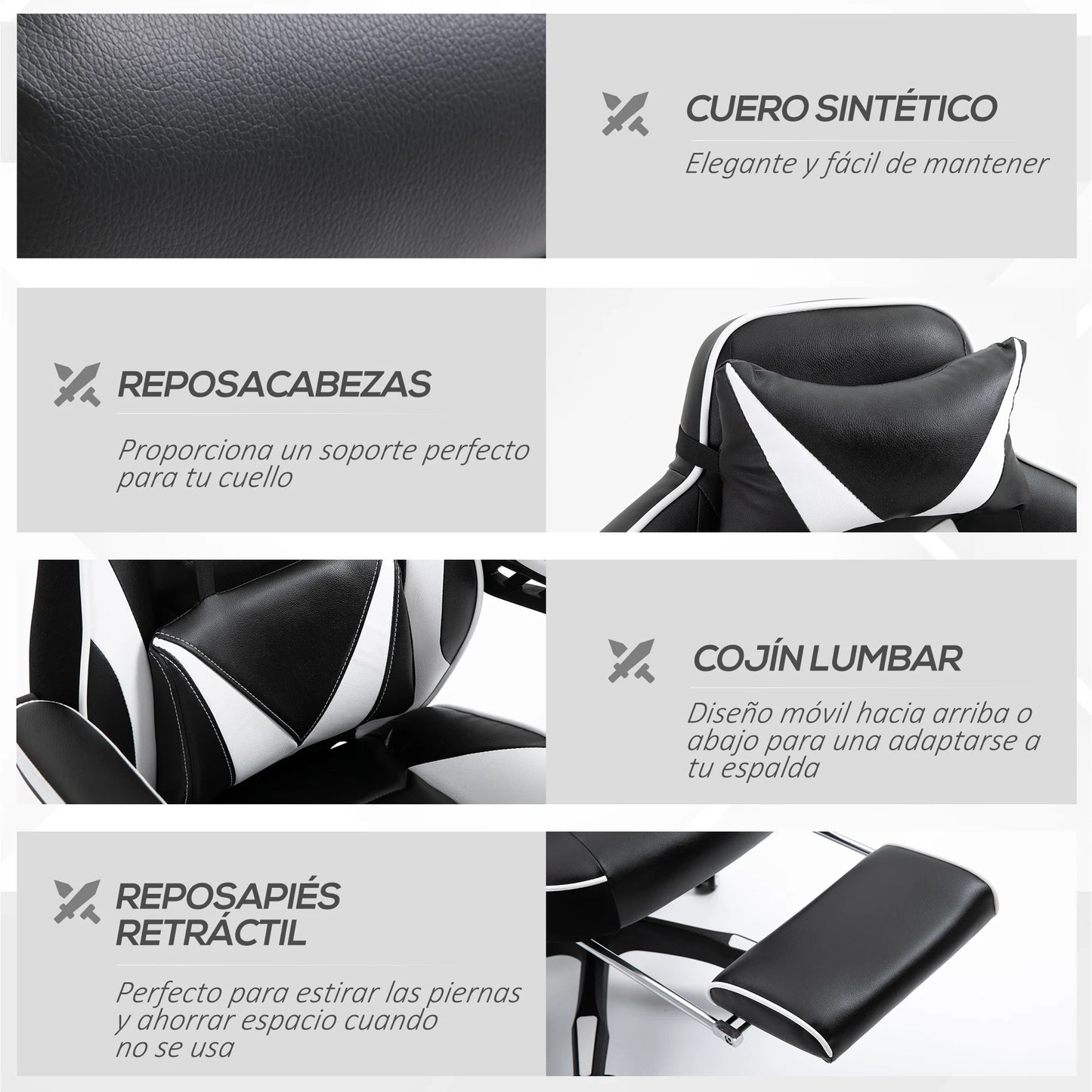 Vinsetto Ergonomic Racing Chair Reclining Backrest 65X70X118.5-126.5Cm