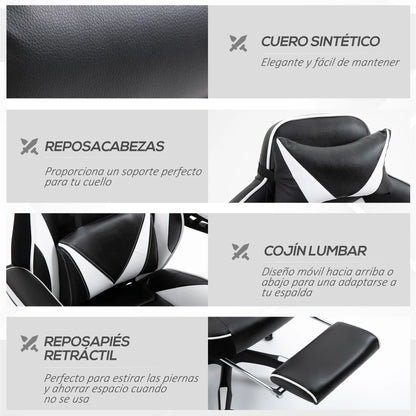 Vinsetto Ergonomic Racing Chair Reclining Backrest 65X70X118.5-126.5Cm
