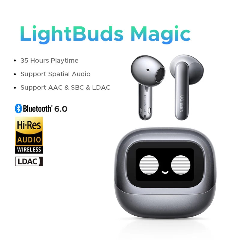 UGREEN ANC Semi-Open TWS Bluetooth 5.3 Earbuds – Adaptive Noise Cancelling LDAC Hi-Res Audio Wireless Earphones with Charging Case