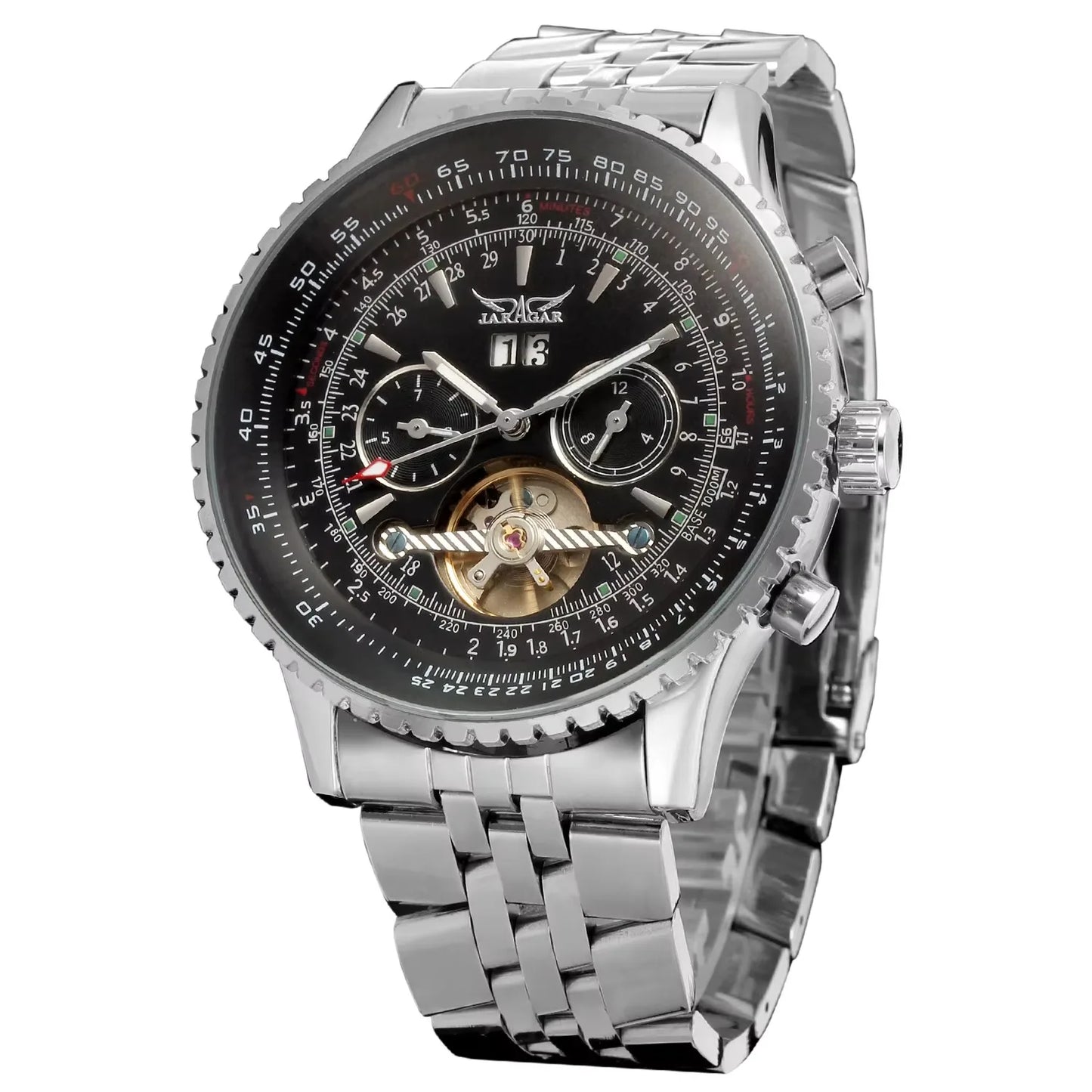 Jaragar 50MM Automatic Mechanical Watch for Men, Multifunctional, Date Month Week Display, 3ATM Waterproof, Business Casual Style
