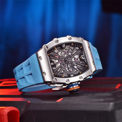 2026 Neue PAGANI DESIGN Herren-Quarzuhr VH65-Uhrwerk, Skeleton-Zifferblatt, 100M wasserdicht, sportliche rechteckige Uhr mit Saphirglas für Herren