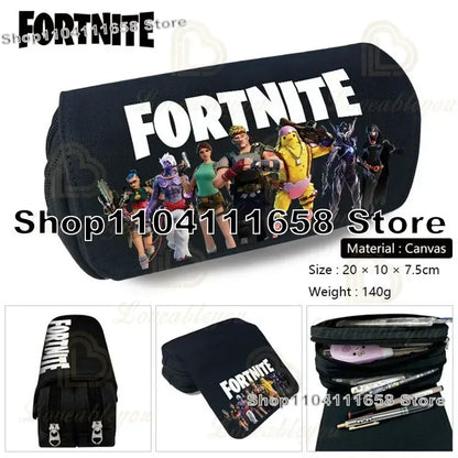 Fortnite Large Capacity Waterproof Velcro Pencil Case, Student Black Estuche Stationery School Pennenzak Supplies