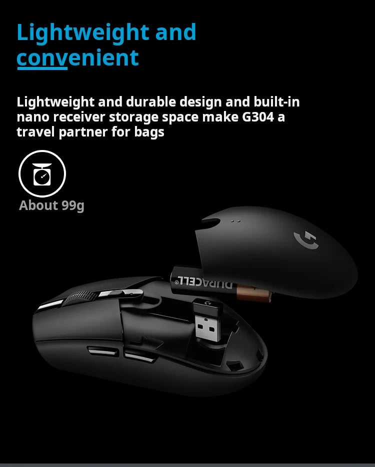 Logitech G304 LIGHTSPEED Kabellose Gaming-Maus, leichte tragbare Maus mit Makro, Jedi Survival, FPS, League of Heroes, Eat Chicken