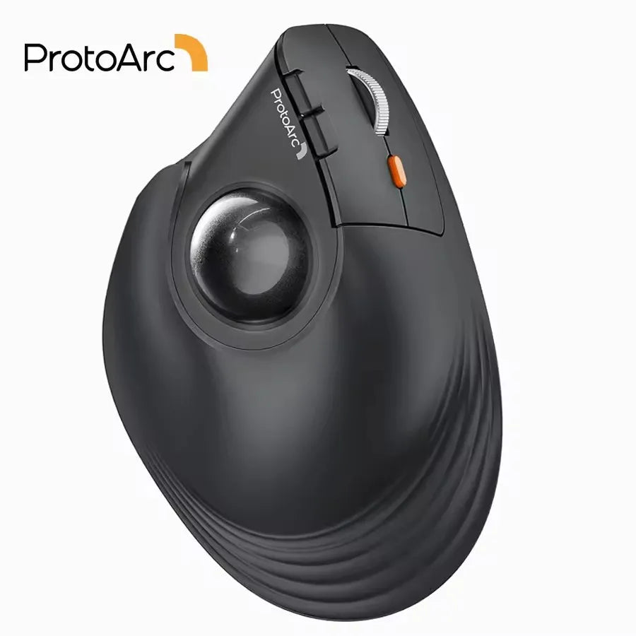 ProtoArc EM05NL Ratón trackball inalámbrico recargable Bluetooth ergonómico vertical con bola para ordenador, iPad, Mac y Windows