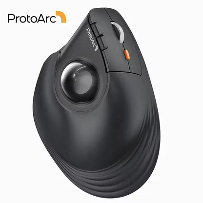 ProtoArc EM05NL Ratón trackball inalámbrico recargable Bluetooth ergonómico vertical con bola para ordenador, iPad, Mac y Windows