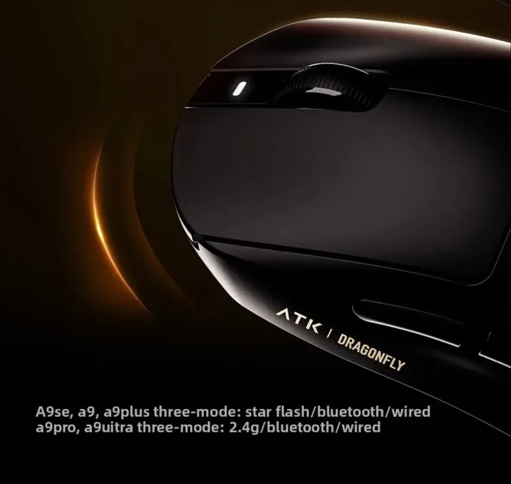 ATK Dragonfly A9 kabellose Bluetooth-Gaming-Maus, ergonomisches Design, schnelle Reaktion, PAW3950 Ultra, 800mAh, leicht, 8KHz, E-Sports