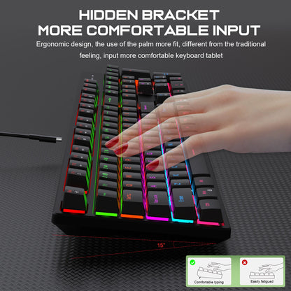 Wired Gaming Keyboard Cool Light Backlit Waterproof Gaming Keyboard Full Size 104 Key Mechanical Feel Keyboard for PC Gamer