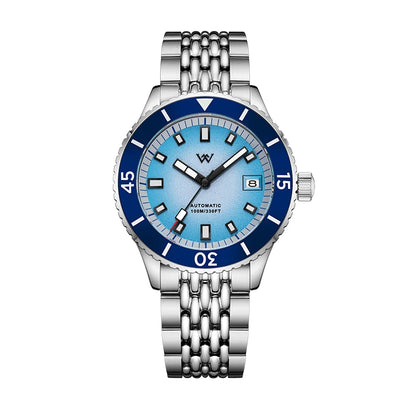 WM Watch Automatic Mechanical Diver Watches Men Sparkle Grain Gradient Dial Ceramic Bezel NH35 AR Coated Welly Merck Watch WM212