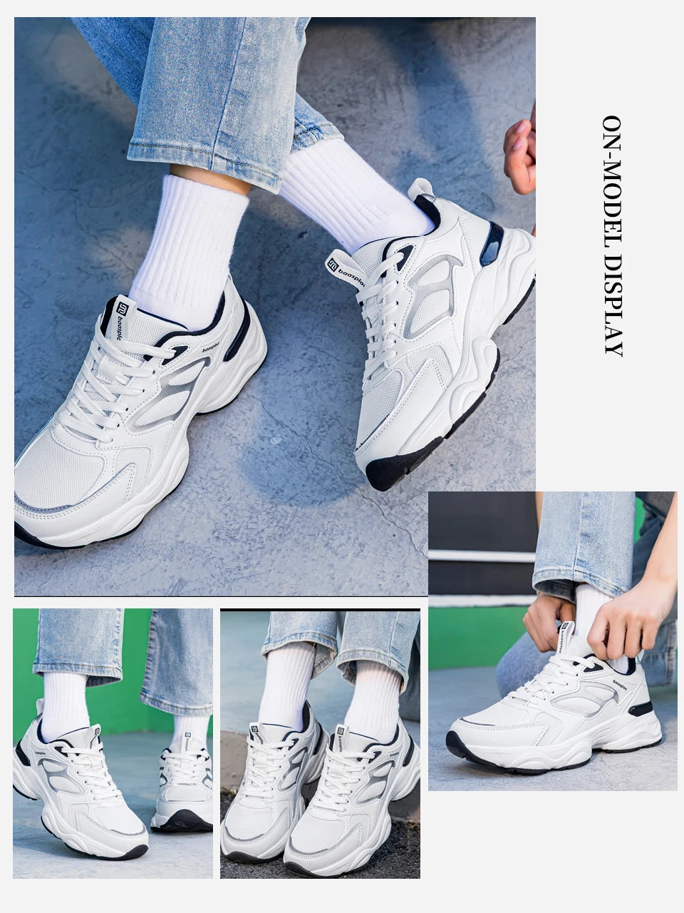 Baasploa Women's Walking Shoes Lightweight Mesh Breathable Sport Shoes Comfortable Soft Leather Casual Sneakers