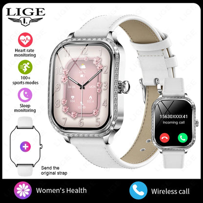 LIGE New Luxury Smart Watch Heart Rate Monitor Fashion Ladies Bracelet 2024 Bluetooth Call Smartwatch Womoen For Android IOS