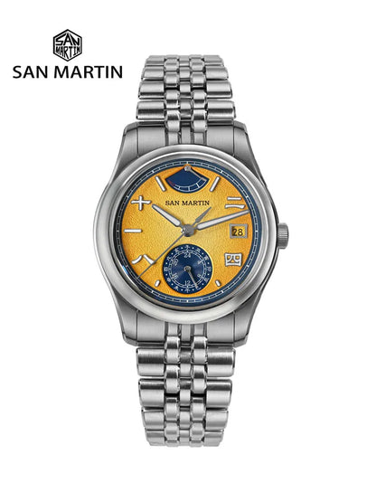 San Martin 39mm Miyota 9132 Power Reserve Display Men's Luxury Sport Watch Automatic Mechanical Waterproof Original Design SN0144