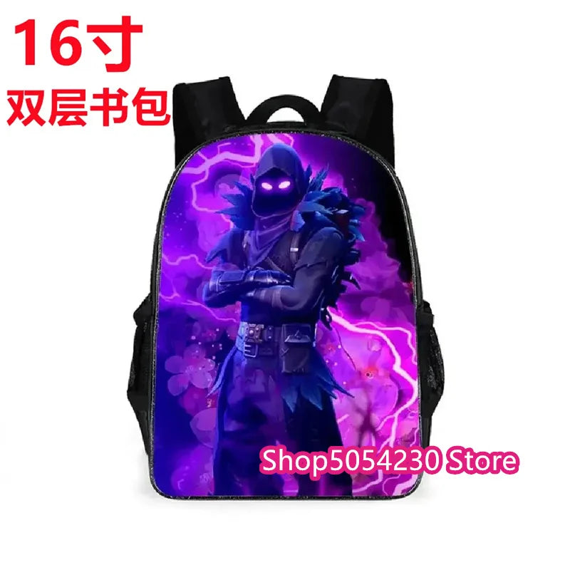 Conjunto de Mochila Fortnited 3PCS para Adolescentes e Estudantes, Saco de Viagem Fortress Night, Mochila Escolar 3D de Jogos Populares