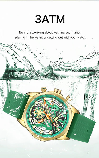 MEGIR Chronograph Quartz Watch Men Fashion Waterproof Yellow Silicone Strap Sport Wristwatch with Luminous Hands Auto Date 2235