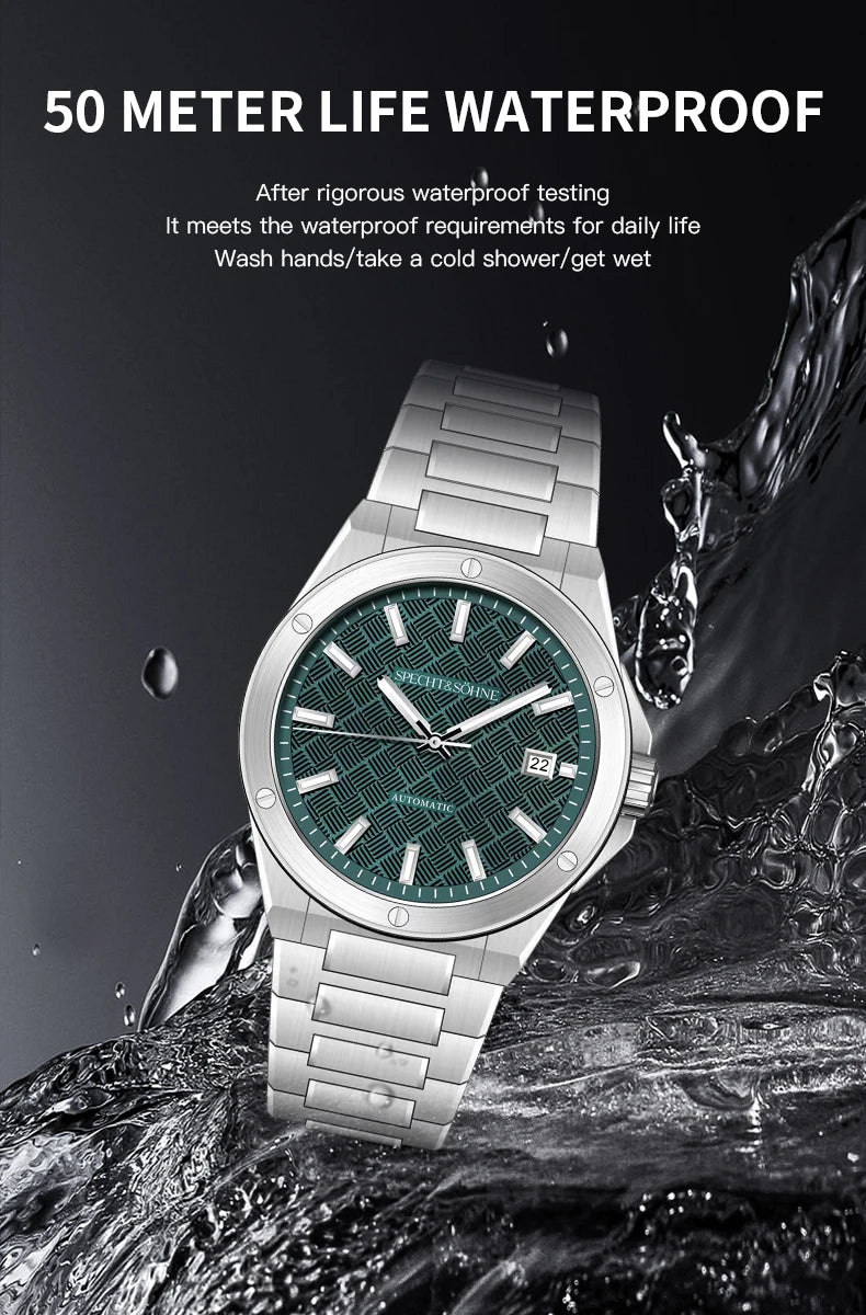 Relógio Masculino Specht&Sohne 2025 Novo 38MM Automático, Movimento Japonês Miyota 8215, Aço, Vidro de Safira, Reloj Homb Impermeável