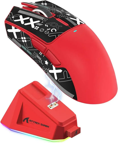 Mouse da gaming wireless Original Brand ATTACK SHARK X11 con dock di ricarica, sensore gaming PixArt PAW3311, Origin BT/2.4G wireless/cablato