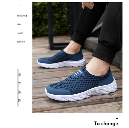 YRZL Lightweight Men Casual Shoes Breathable Slip on Male Casual Sneakers Anti-slip Men's Flats Outdoor Walking Shoes Size 39-46