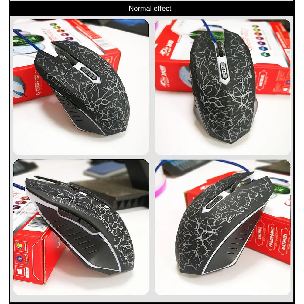 Mouse da gaming cablato USB 2400 DPI con retroilluminazione LED, mouse professionale per gamer, ergonomico, per PC, laptop e MacBook