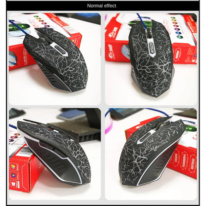 Mouse da gaming cablato USB 2400 DPI con retroilluminazione LED, mouse professionale per gamer, ergonomico, per PC, laptop e MacBook
