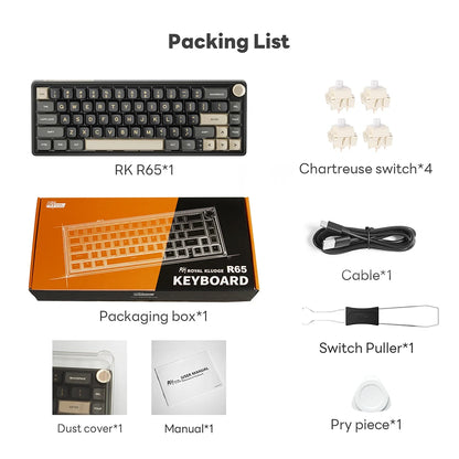 RK Royal Kludge R65 Gasket Wired Mechanical Keyboard 66 Key 65% RGB Backlit Hot-swappable Gamer Keyboard with MDA PBT Keycaps