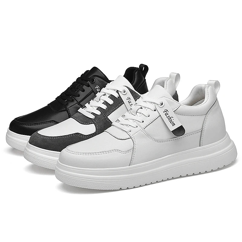 Big Size Lift Men Sneakers Elevator Shoes Heightening Height Increase Insole 7-8CM High Heels Shoes Genuine Leather Sport Shoes
