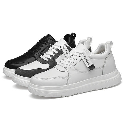 Big Size Lift Men Sneakers Elevator Shoes Heightening Height Increase Insole 7-8CM High Heels Shoes Genuine Leather Sport Shoes
