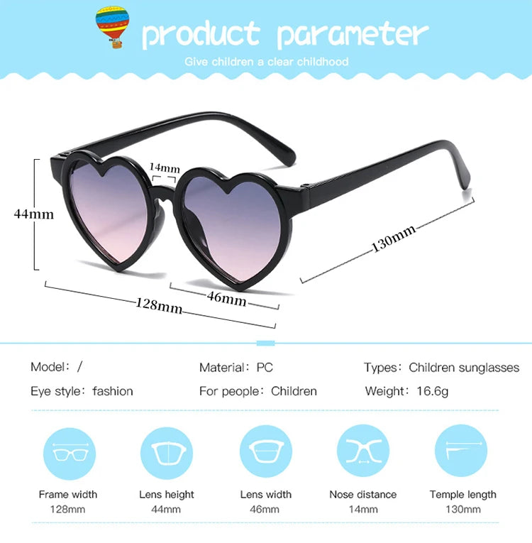 New Kids Cartoon Heart Sunflower Fruit Rabbit Ears Sunglasses Girls Boy Children Outdoor Round Polarized UV400 Sun Glasses