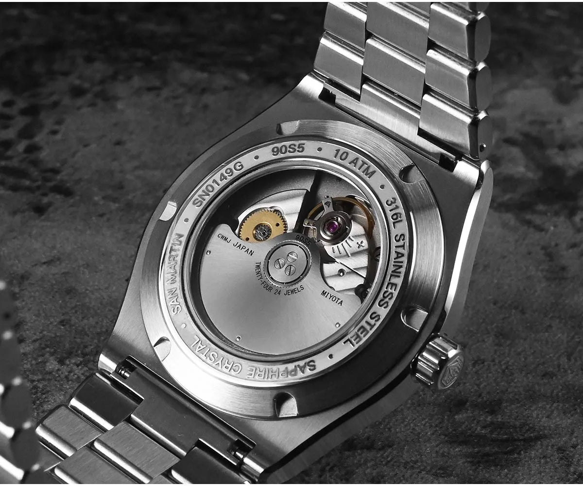 San Martin 40mm Men Sports Watch SS Brushed Dial Integrated Bracelet Miyota 90S5 Original Design Automatic Mechanical SN0149