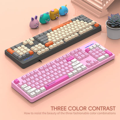 104 Keys Wired Gaming Keyboard Ergonomics Splash Water Colorful ABS Wear-resistant Keycaps Keyboards with Technology Light Key