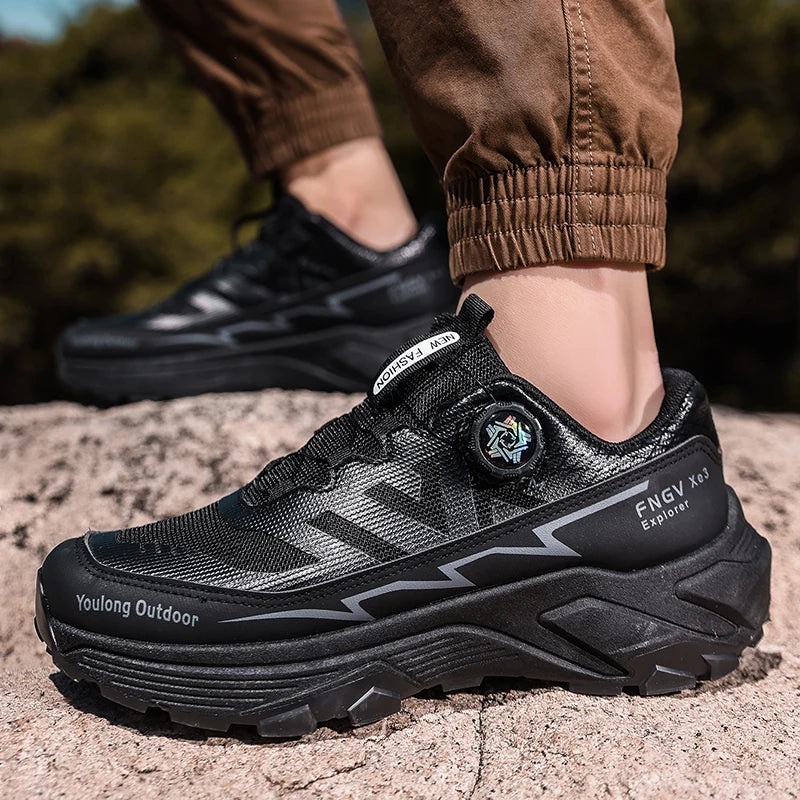 Zapatillas de senderismo transpirables para hombre — Hebilla giratoria, suela antideslizante