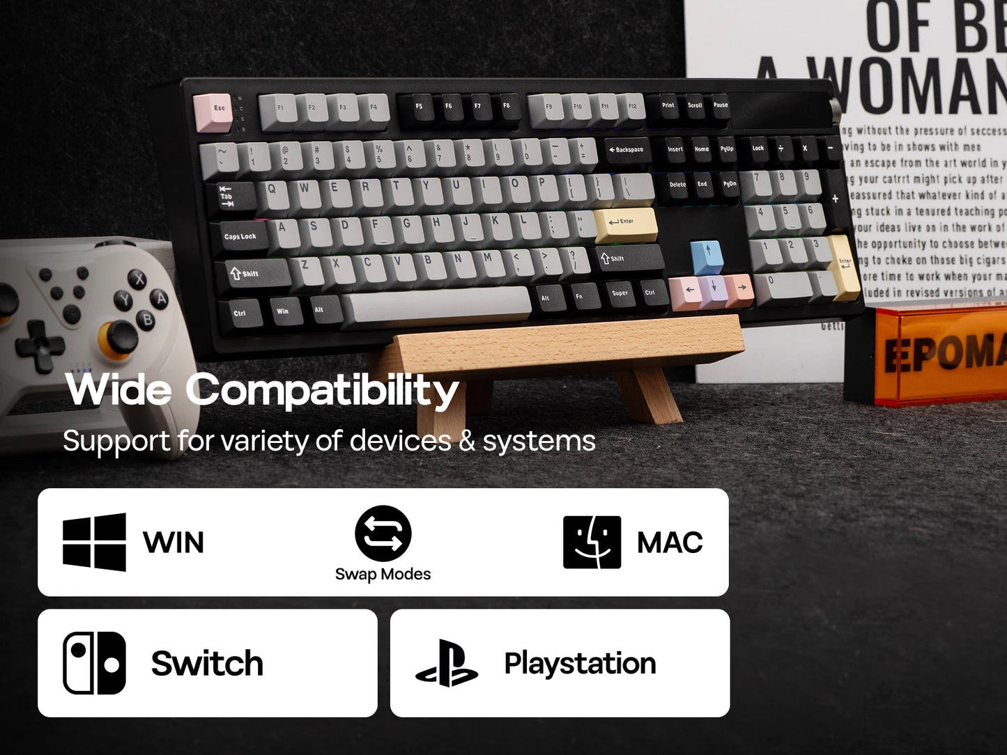 EPOMAKER TH108 PRO 100% Full-Sized Gasket-Mounted Wired/BT/2.4Ghz Wireless Mechanical Keyboard with Screen & Knob RGB Backlight