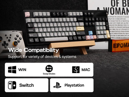 EPOMAKER TH108 PRO 100% Full-Sized Gasket-Mounted Wired/BT/2.4Ghz Wireless Mechanical Keyboard with Screen & Knob RGB Backlight