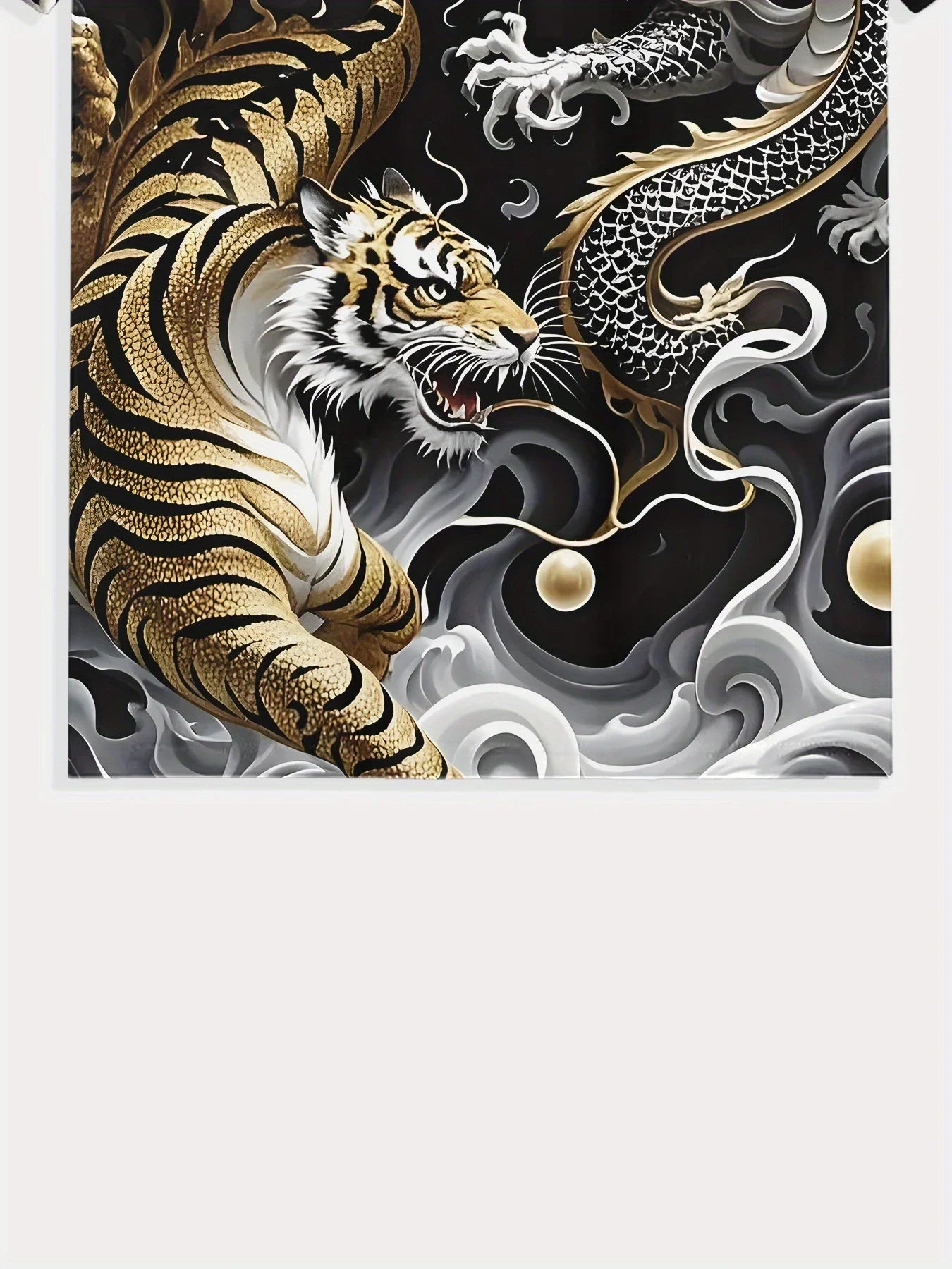 Men's Summer Graphic Tee Dragon & Tiger Duel Design Casual Short Sleeve T-shirt 2025 Fashion Casual O-Neck Shirt