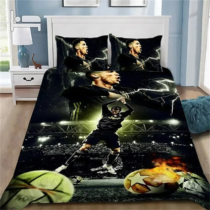 3D Duvet Cover Football CR7 Bedding Set Soft Comforter Cover With 1/2pcs Pillow Shams For Kids Adults Microfiber Quilt Cover